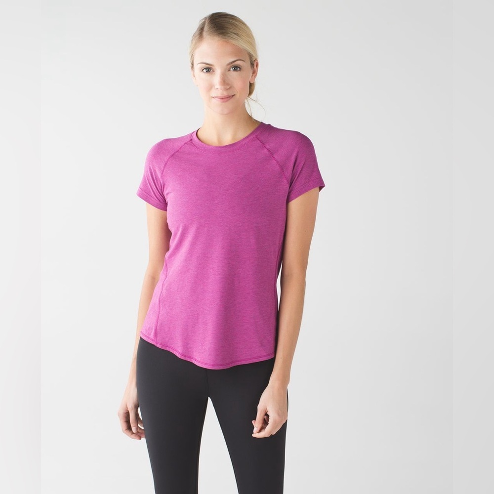 Lululemon Anahatasana Short Sleeve Tee Heathered Sapphire Blue - Picture 10 of 11